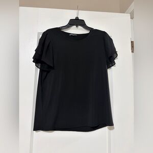 Adrianna Papell Black Ruffle Sleeve Blouse